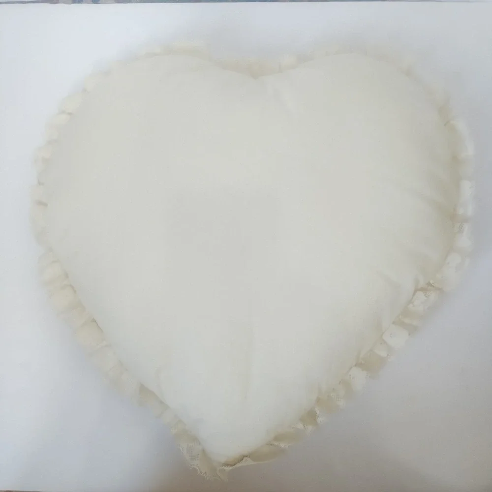 Heart Throw Pillows Set of 2 Cream Floral Lace Cottagecore Burrowcore